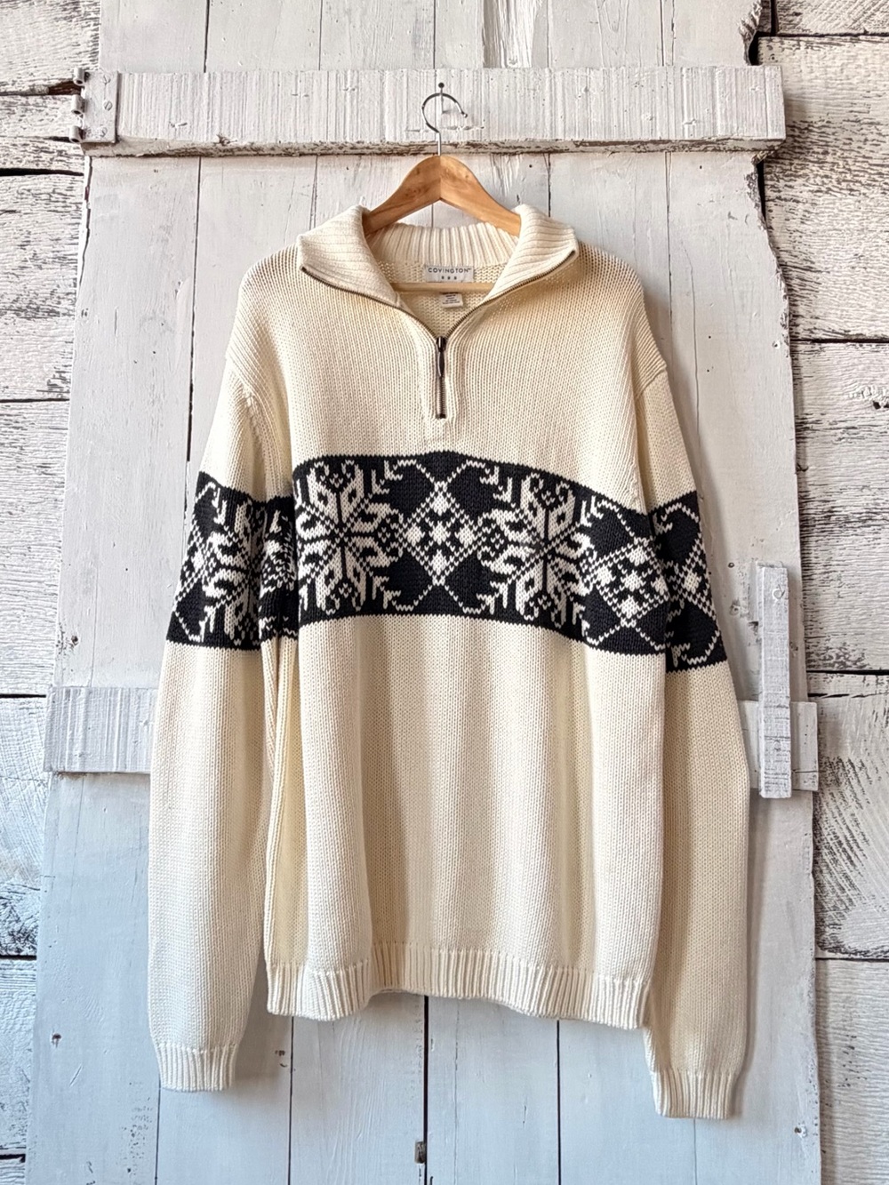 Covington Fair Isle Quarter Zip Sweater Nordic Après Ski NWT L - Men’s